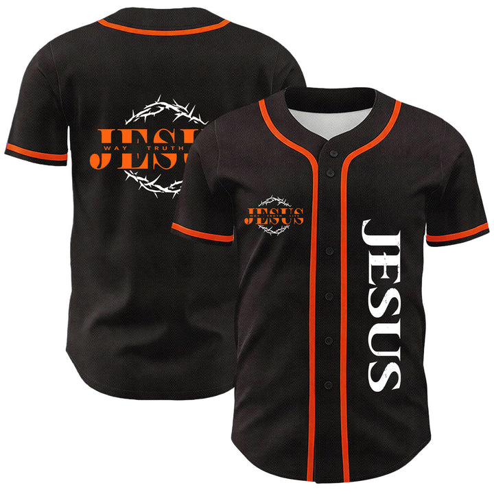 Christianartworkshop Maglia da baseball unisex con grafica "Thorn Crown Jesus Way Truth Life" e corona di spine, Gesù, Via, Verità, Vita - Arancia - 5XL - image 18