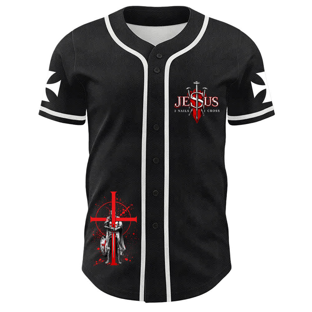 Christianartworkshop Powered By God Warrior Angel Knight Cross Maglia da baseball cristiana - image 14
