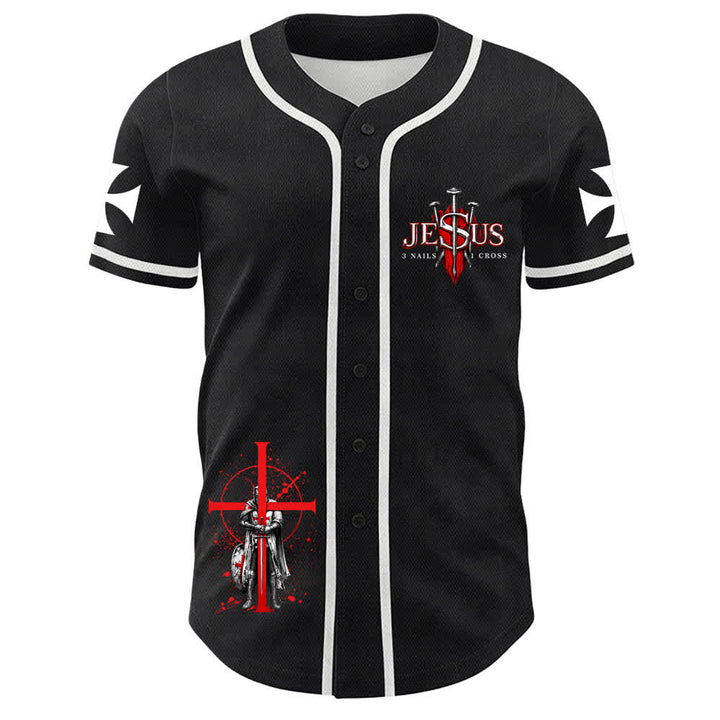 Christianartworkshop Powered By God Warrior Angel Knight Cross Maglia da baseball cristiana - image 14
