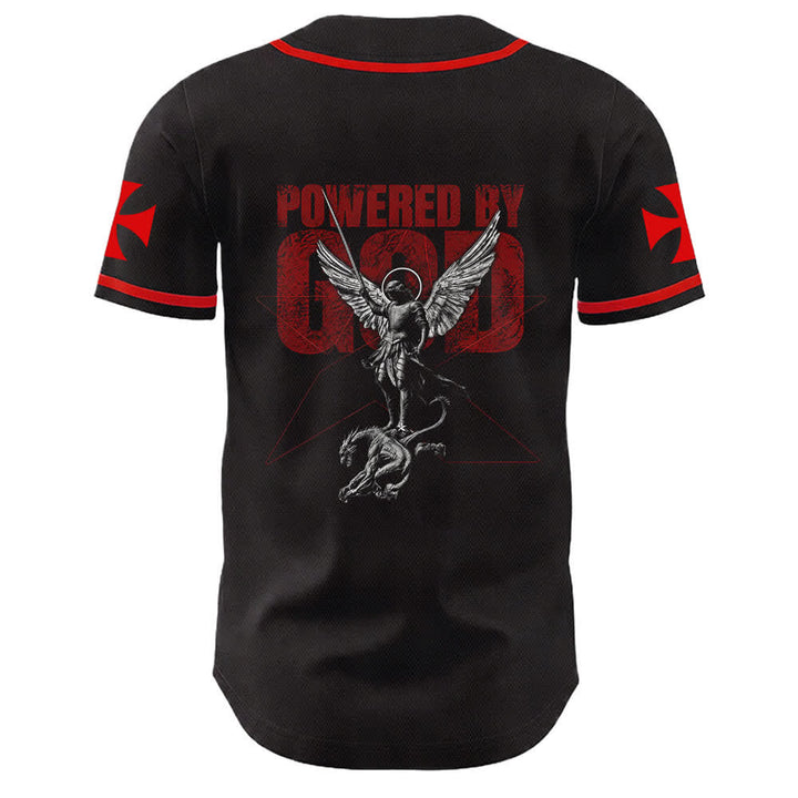 Christianartworkshop Powered By God Warrior Angel Knight Cross Maglia da baseball cristiana - image 19