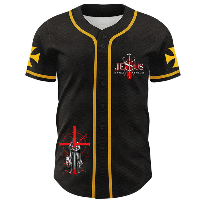Christianartworkshop Powered By God Warrior Angel Knight Cross Maglia da baseball cristiana - image 5