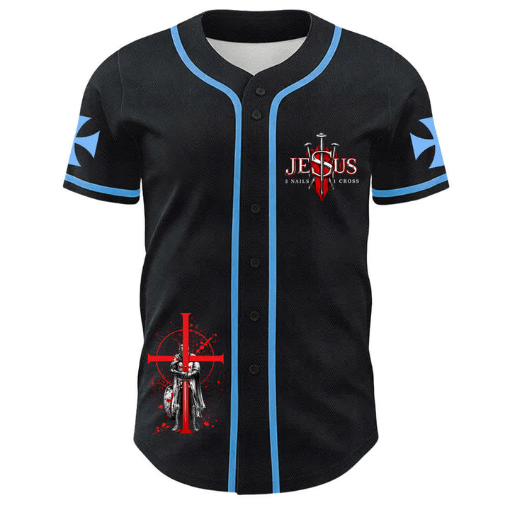 Christianartworkshop Powered By God Warrior Angel Knight Cross Maglia da baseball cristiana - image 11