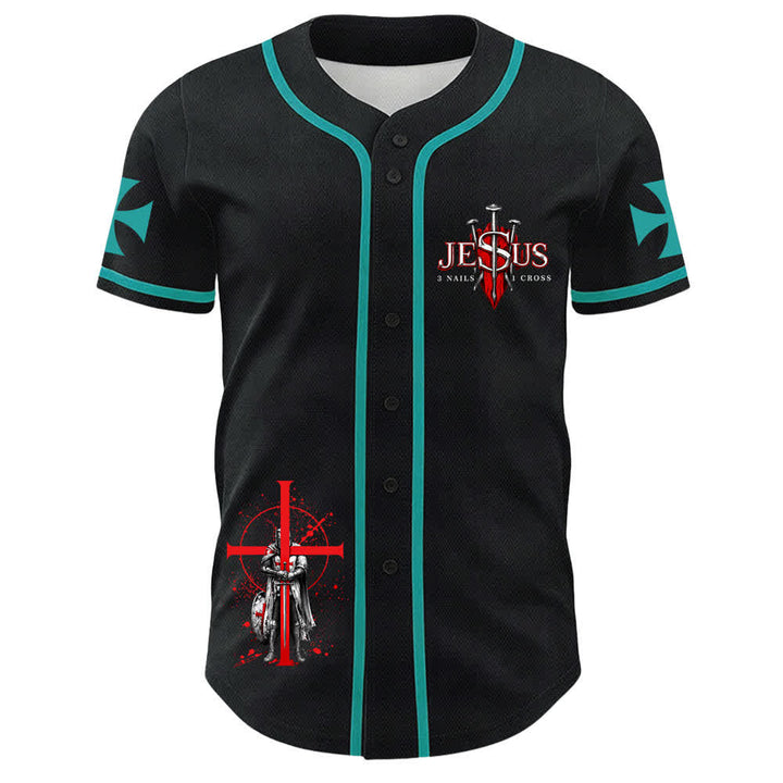 Christianartworkshop Powered By God Warrior Angel Knight Cross Maglia da baseball cristiana - image 8