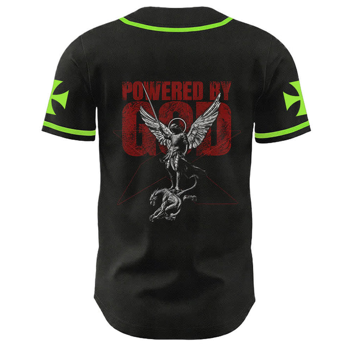 Christianartworkshop Powered By God Warrior Angel Knight Cross Maglia da baseball cristiana - image 22