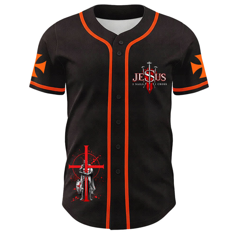Christianartworkshop Powered By God Warrior Angel Knight Cross Maglia da baseball cristiana - image 2