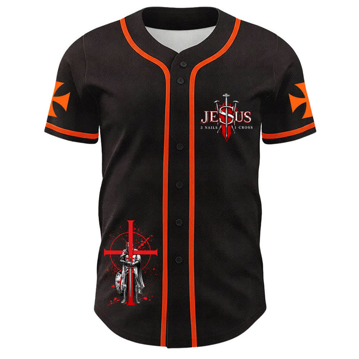 Christianartworkshop Powered By God Warrior Angel Knight Cross Maglia da baseball cristiana - image 2