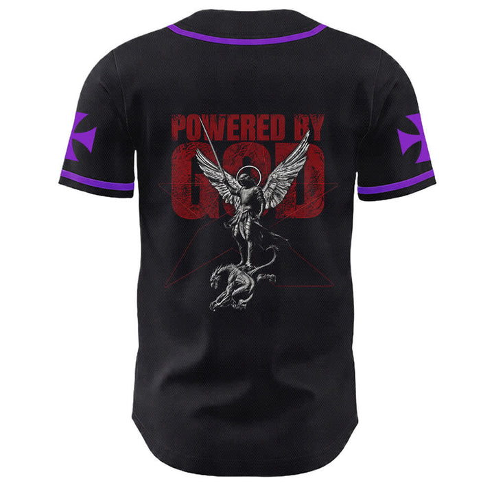 Christianartworkshop Powered By God Warrior Angel Knight Cross Maglia da baseball cristiana - image 25