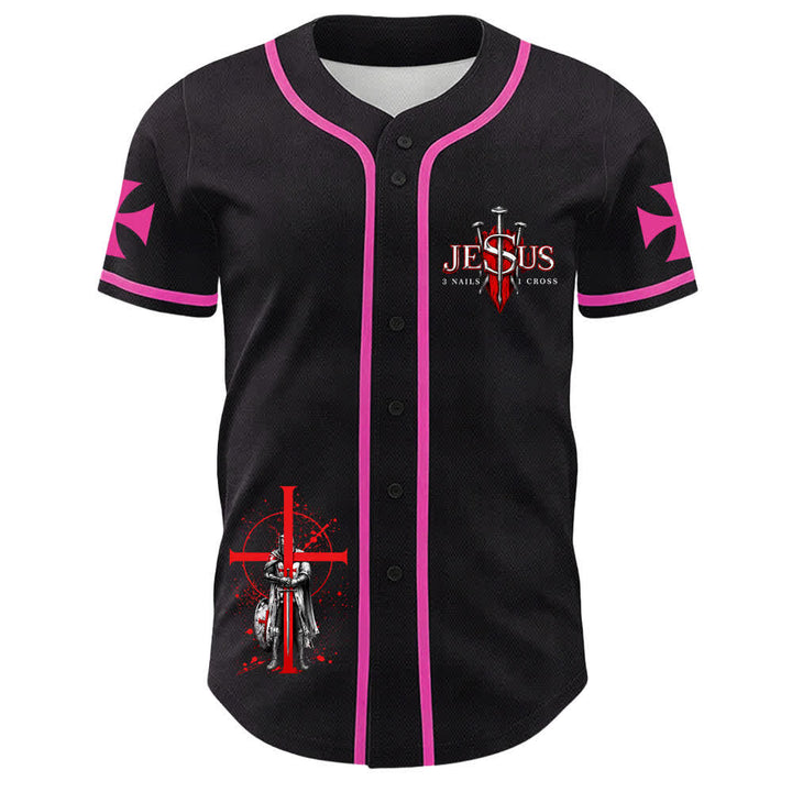 Christianartworkshop Powered By God Warrior Angel Knight Cross Maglia da baseball cristiana - image 17