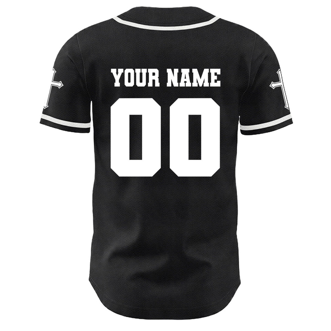 Christianartworkshop Maglia da baseball unisex con croce personalizzata con nome e numero della crocifissione di Gesù - image 2