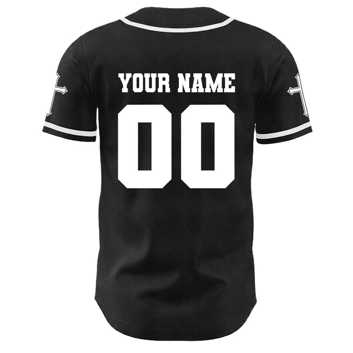 Christianartworkshop Maglia da baseball unisex con croce personalizzata con nome e numero della crocifissione di Gesù - image 2