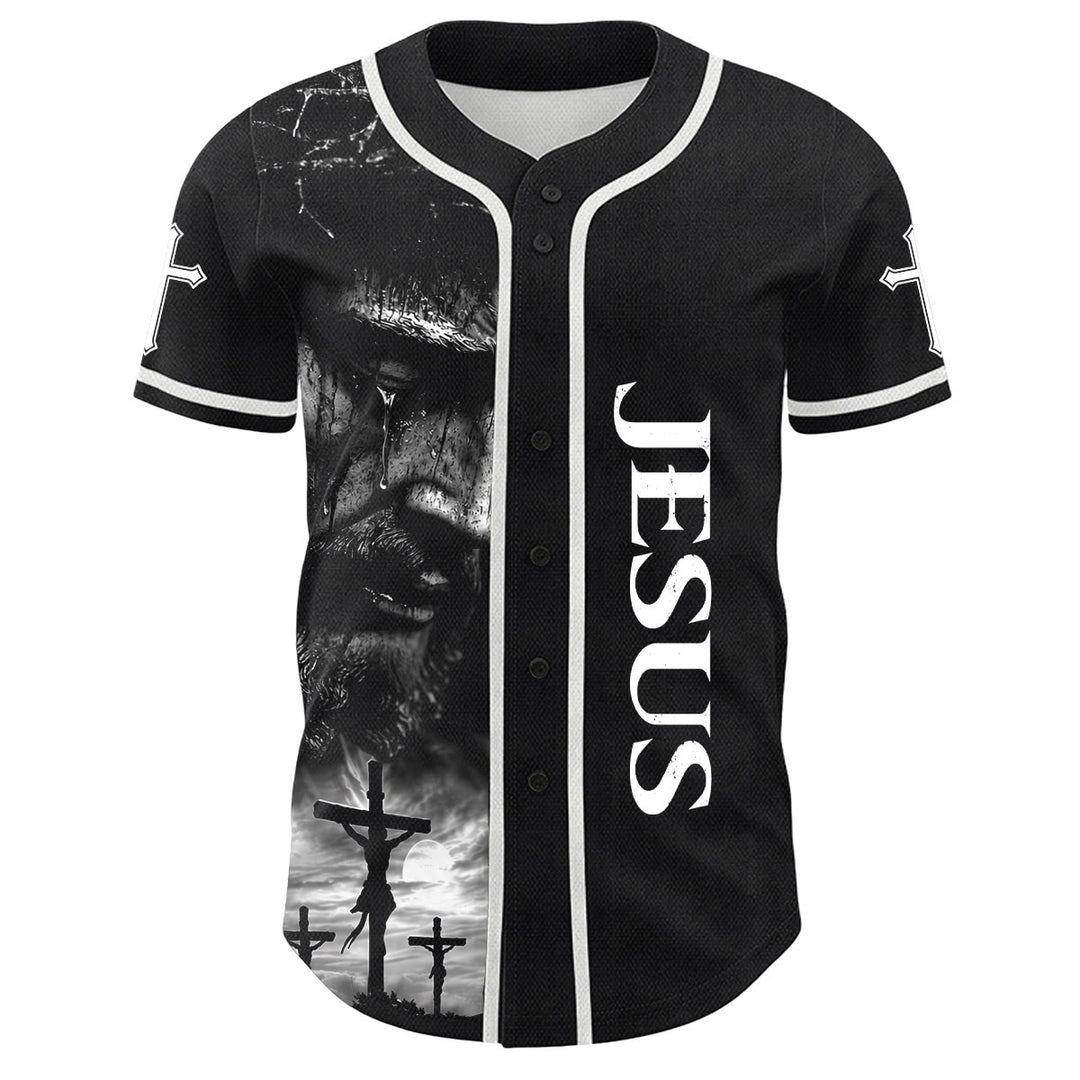Christianartworkshop Maglia da baseball unisex con croce personalizzata con nome e numero della crocifissione di Gesù - image 3