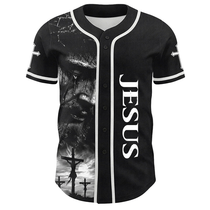 Christianartworkshop Maglia da baseball unisex con croce personalizzata con nome e numero della crocifissione di Gesù - image 3