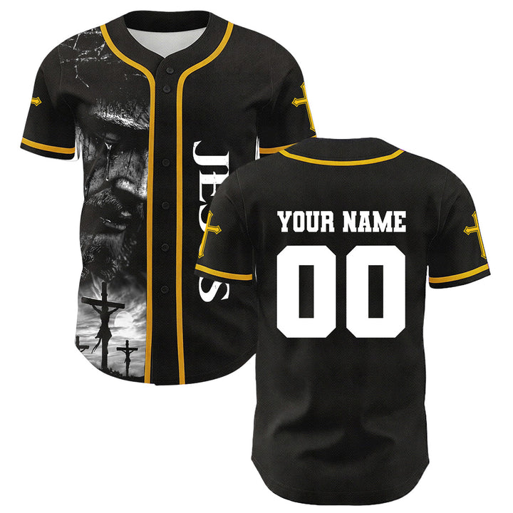 Christianartworkshop Maglia da baseball unisex con croce personalizzata con nome e numero della crocifissione di Gesù - image 9