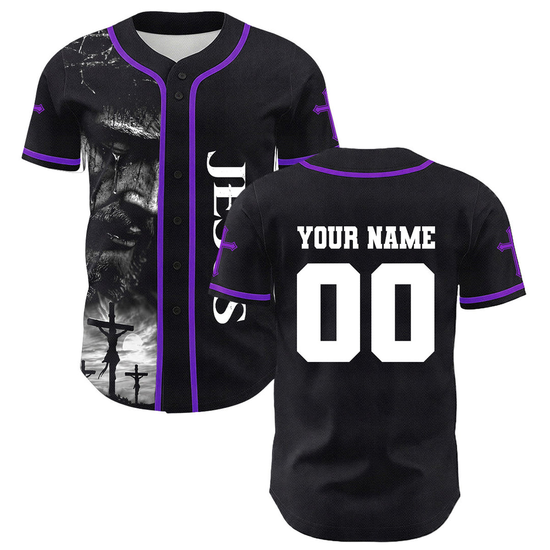 Christianartworkshop Maglia da baseball unisex con croce personalizzata con nome e numero della crocifissione di Gesù - image 29