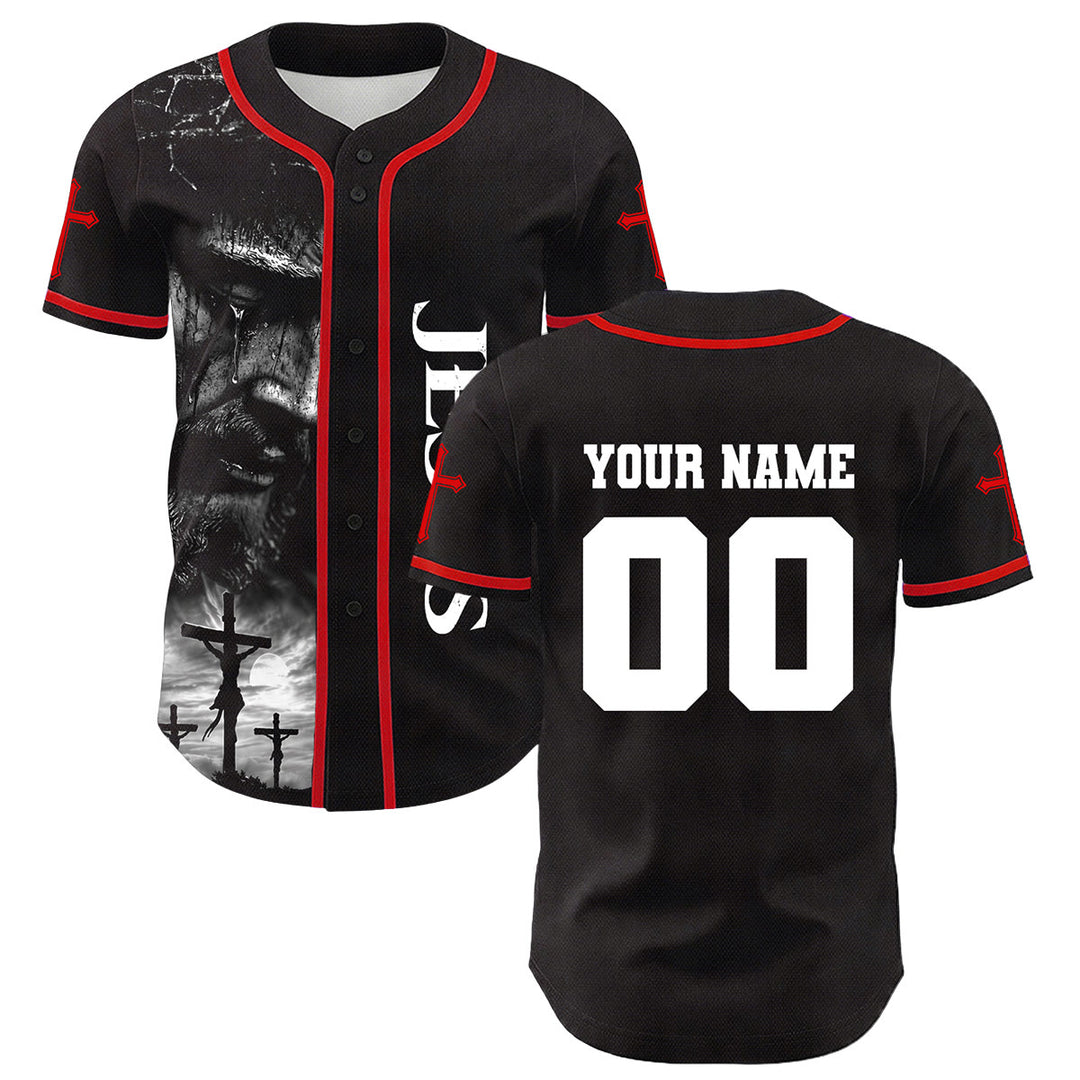 Christianartworkshop Maglia da baseball unisex con croce personalizzata con nome e numero della crocifissione di Gesù - image 21