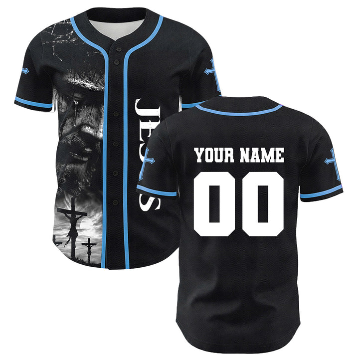 Christianartworkshop Maglia da baseball unisex con croce personalizzata con nome e numero della crocifissione di Gesù - image 13