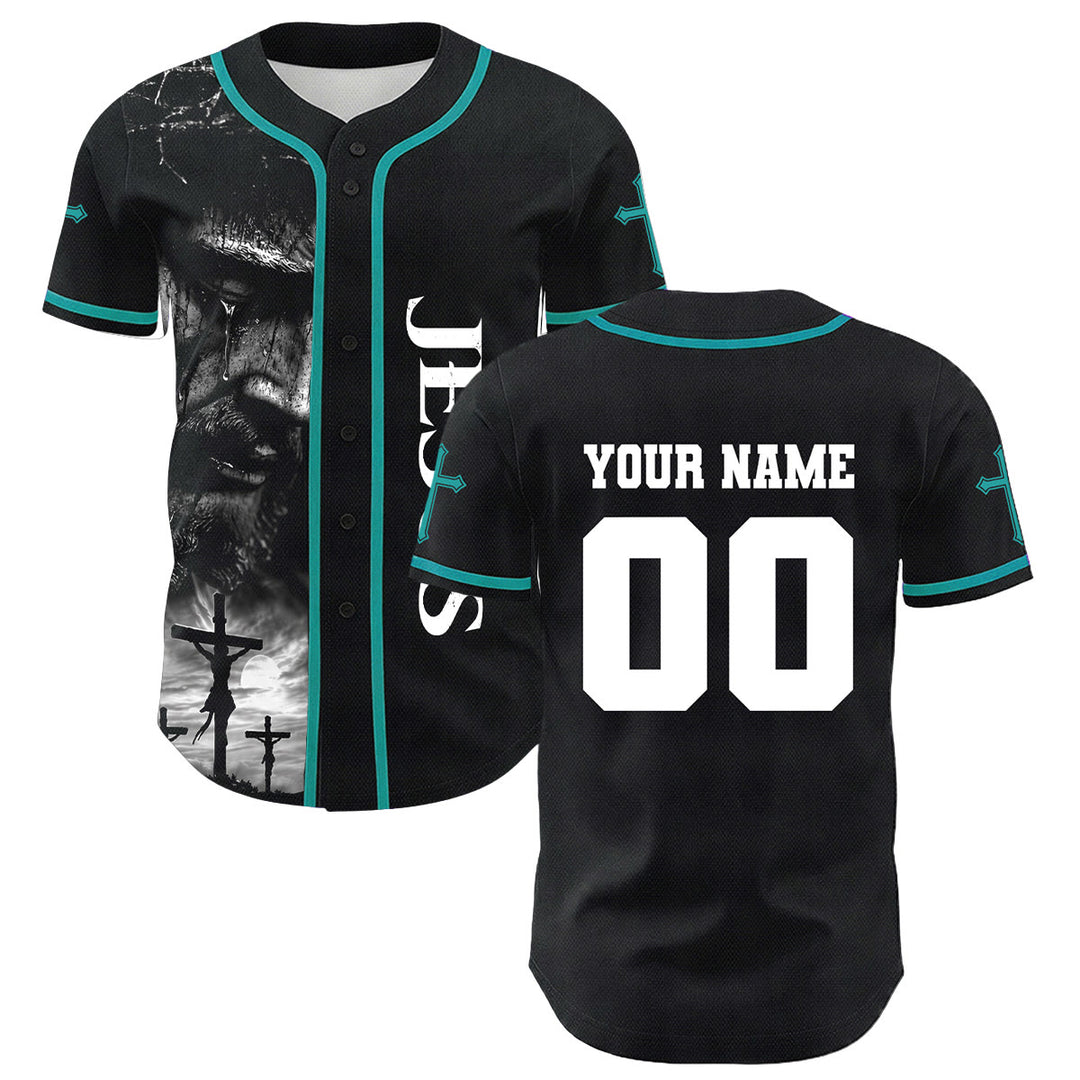 Christianartworkshop Maglia da baseball unisex con croce personalizzata con nome e numero della crocifissione di Gesù - image 33