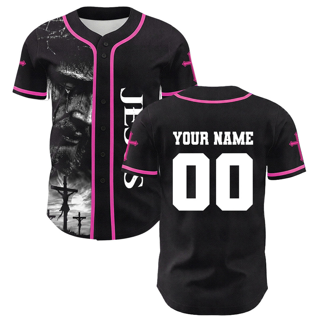 Christianartworkshop Maglia da baseball unisex con croce personalizzata con nome e numero della crocifissione di Gesù - image 17