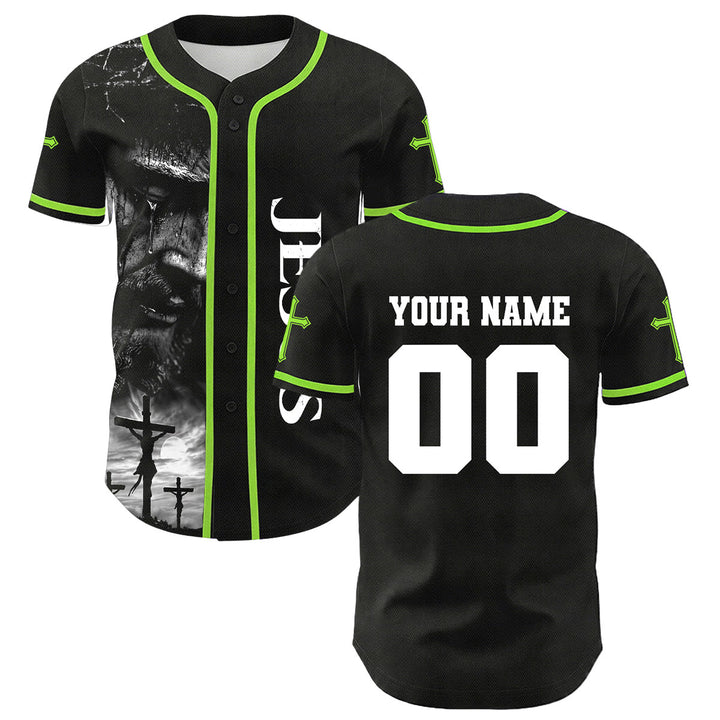 Christianartworkshop Maglia da baseball unisex con croce personalizzata con nome e numero della crocifissione di Gesù - image 5