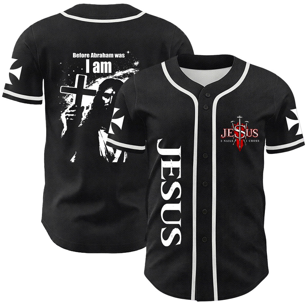 Christianartworkshop Prima che Abramo fosse, io sono Gesù Croce Grafica per unghie Maglia da baseball unisex - Bianco - 5XL - image 0