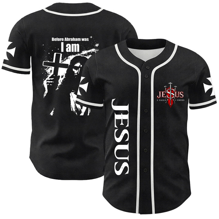 Christianartworkshop Prima che Abramo fosse, io sono Gesù Croce Grafica per unghie Maglia da baseball unisex - Bianco - 5XL - image 0