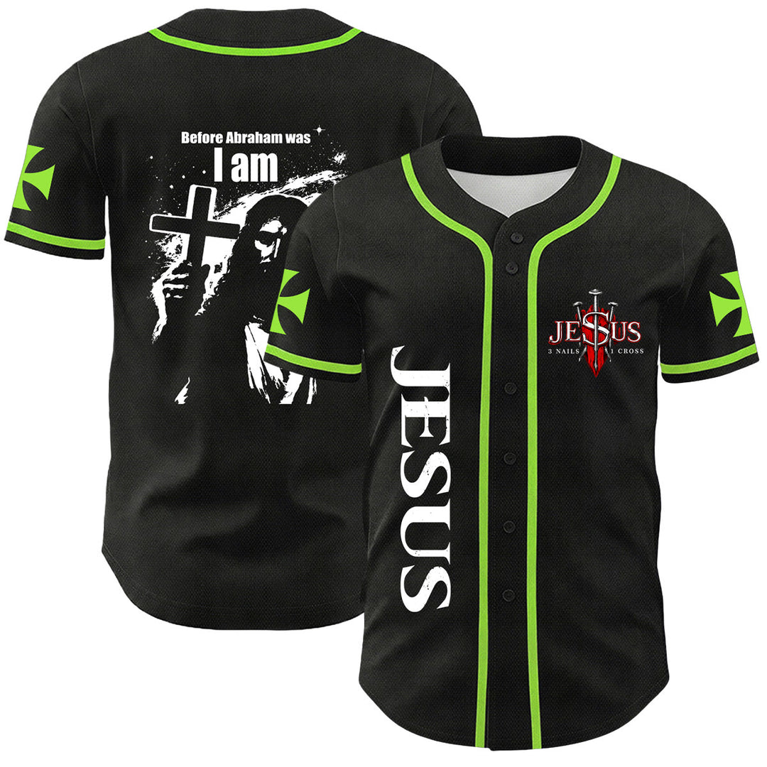 Christianartworkshop Prima che Abramo fosse, io sono Gesù Croce Grafica per unghie Maglia da baseball unisex - Verde chiaro - 5XL - image 18