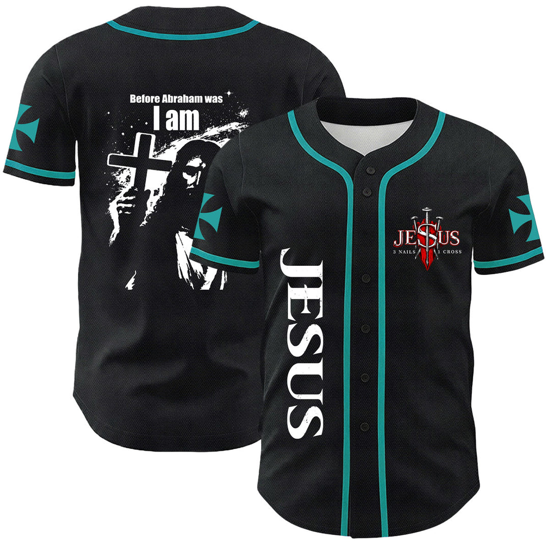 Christianartworkshop Prima che Abramo fosse, io sono Gesù Croce Grafica per unghie Maglia da baseball unisex - Verde scuro - 5XL - image 24