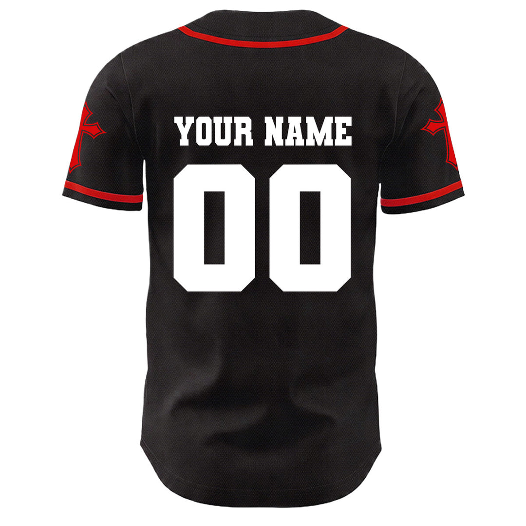 Christianartworkshop Corona di spine Gesù Maglia da baseball unisex personalizzata con nome, numero e croce - image 6