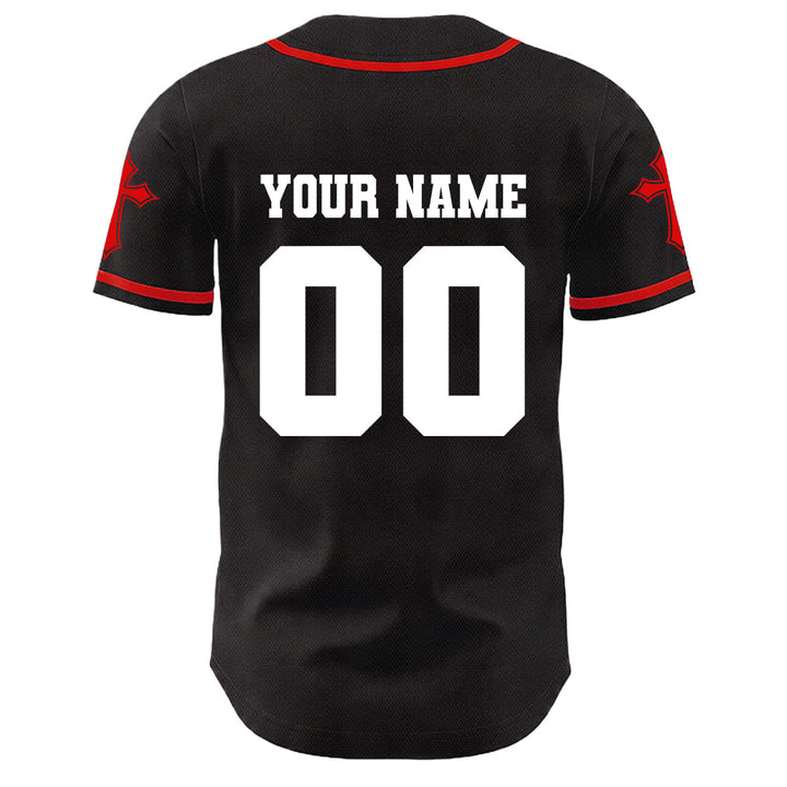 Christianartworkshop Corona di spine Gesù Maglia da baseball unisex personalizzata con nome, numero e croce - image 6