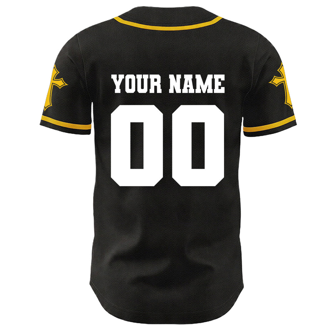 Christianartworkshop Corona di spine Gesù Maglia da baseball unisex personalizzata con nome, numero e croce - image 10
