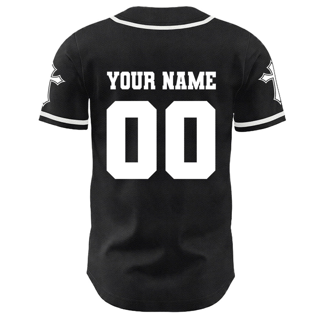 Christianartworkshop Corona di spine Gesù Maglia da baseball unisex personalizzata con nome, numero e croce - image 2
