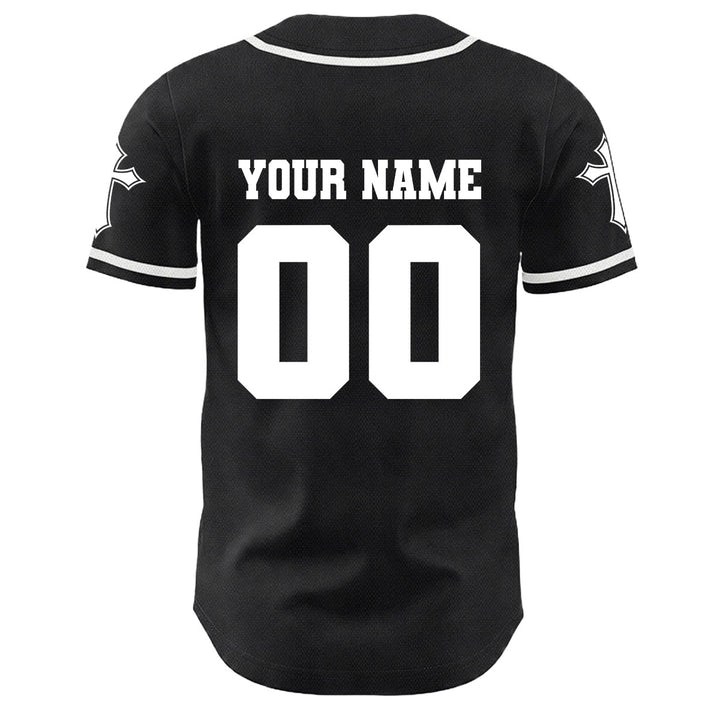 Christianartworkshop Corona di spine Gesù Maglia da baseball unisex personalizzata con nome, numero e croce - image 2