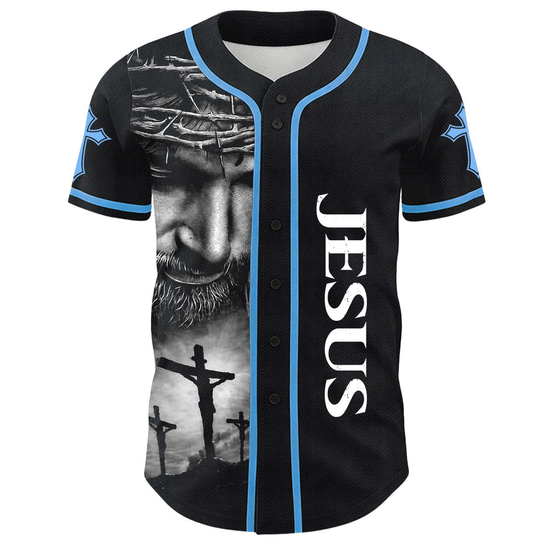 Christianartworkshop Corona di spine Gesù Maglia da baseball unisex personalizzata con nome, numero e croce - image 15