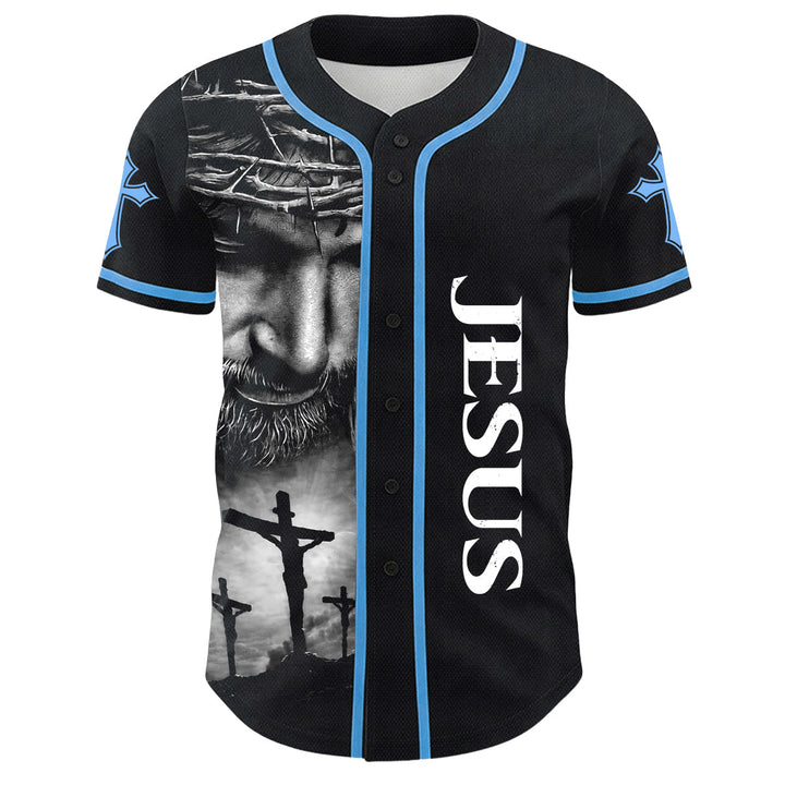 Christianartworkshop Corona di spine Gesù Maglia da baseball unisex personalizzata con nome, numero e croce - image 15