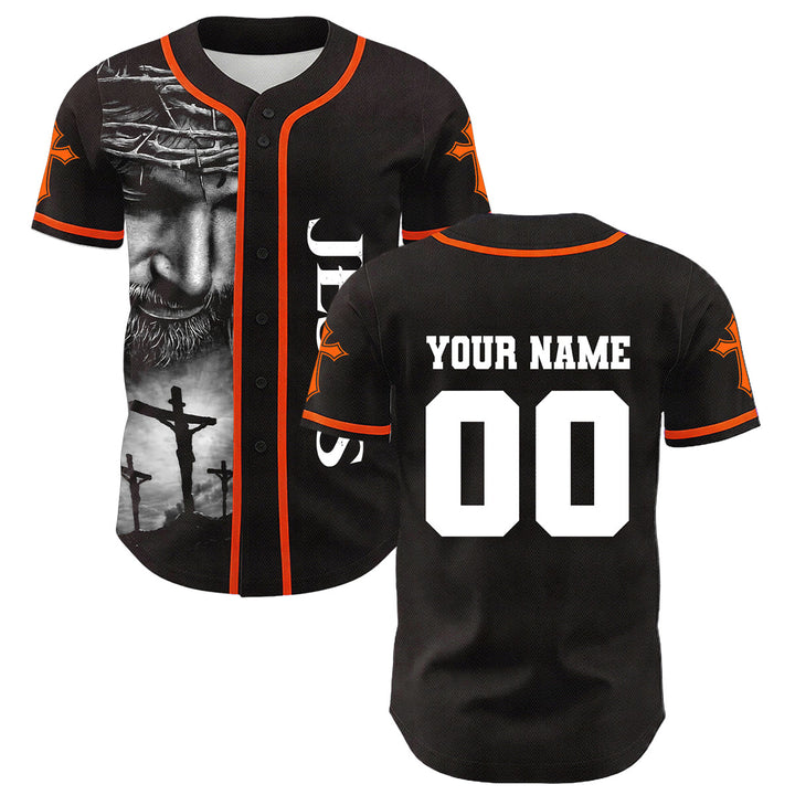 Christianartworkshop Corona di spine Gesù Maglia da baseball unisex personalizzata con nome, numero e croce - image 21