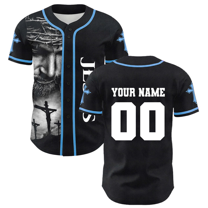 Christianartworkshop Corona di spine Gesù Maglia da baseball unisex personalizzata con nome, numero e croce - image 13