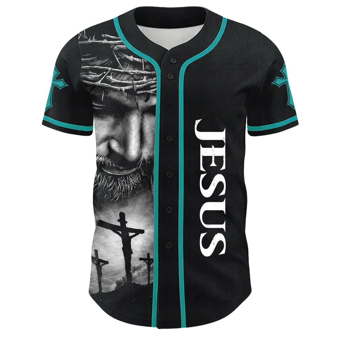 Christianartworkshop Corona di spine Gesù Maglia da baseball unisex personalizzata con nome, numero e croce - image 35