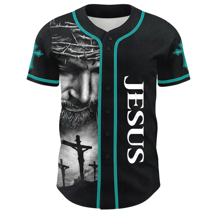 Christianartworkshop Corona di spine Gesù Maglia da baseball unisex personalizzata con nome, numero e croce - image 35