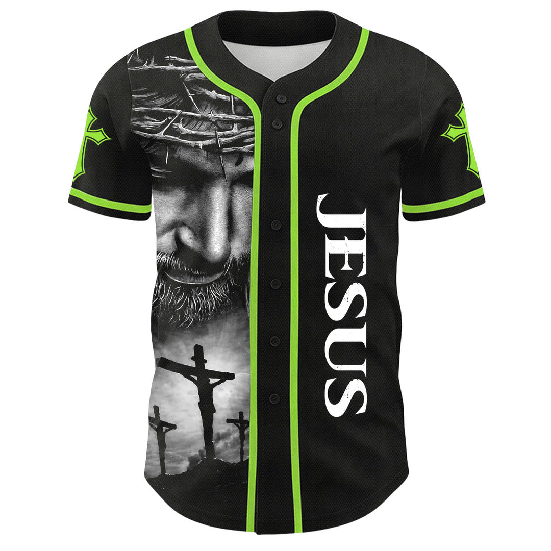 Christianartworkshop Corona di spine Gesù Maglia da baseball unisex personalizzata con nome, numero e croce - image 27