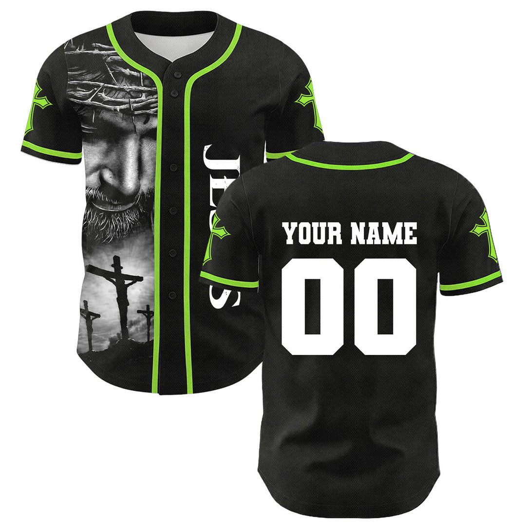 Christianartworkshop Corona di spine Gesù Maglia da baseball unisex personalizzata con nome, numero e croce - image 25
