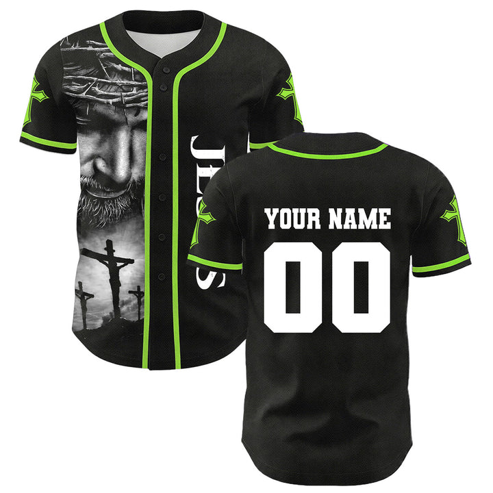 Christianartworkshop Corona di spine Gesù Maglia da baseball unisex personalizzata con nome, numero e croce - image 25