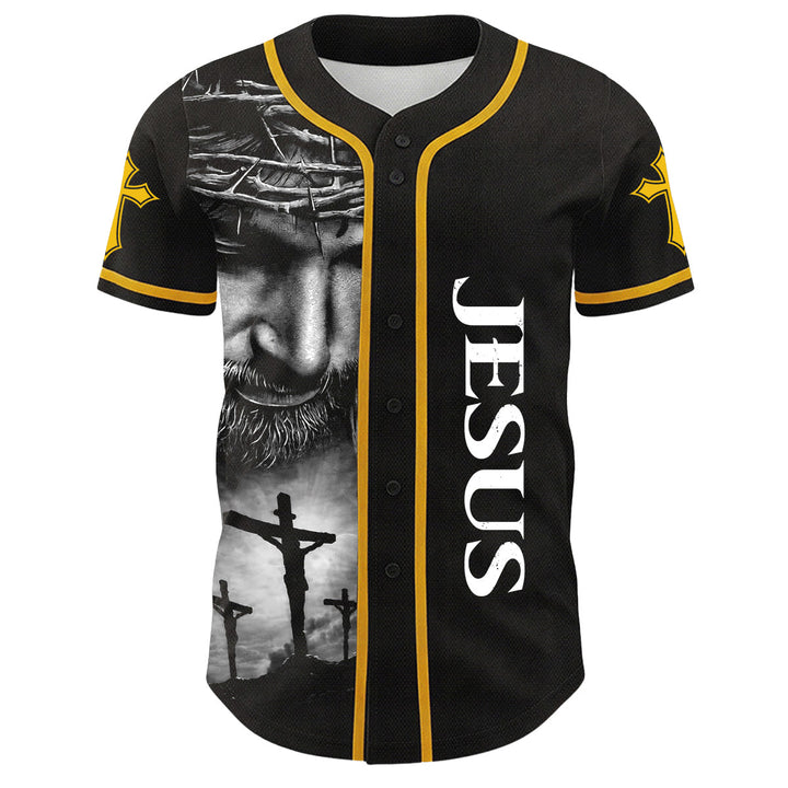Christianartworkshop Corona di spine Gesù Maglia da baseball unisex personalizzata con nome, numero e croce - image 11