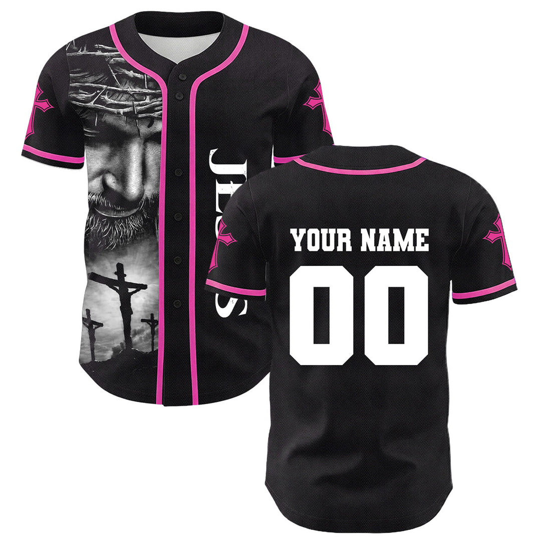 Christianartworkshop Corona di spine Gesù Maglia da baseball unisex personalizzata con nome, numero e croce - image 17