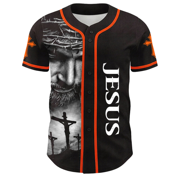 Christianartworkshop Corona di spine Gesù Maglia da baseball unisex personalizzata con nome, numero e croce - image 23