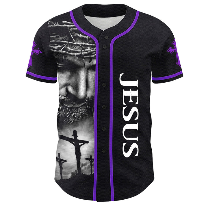 Christianartworkshop Corona di spine Gesù Maglia da baseball unisex personalizzata con nome, numero e croce - image 30