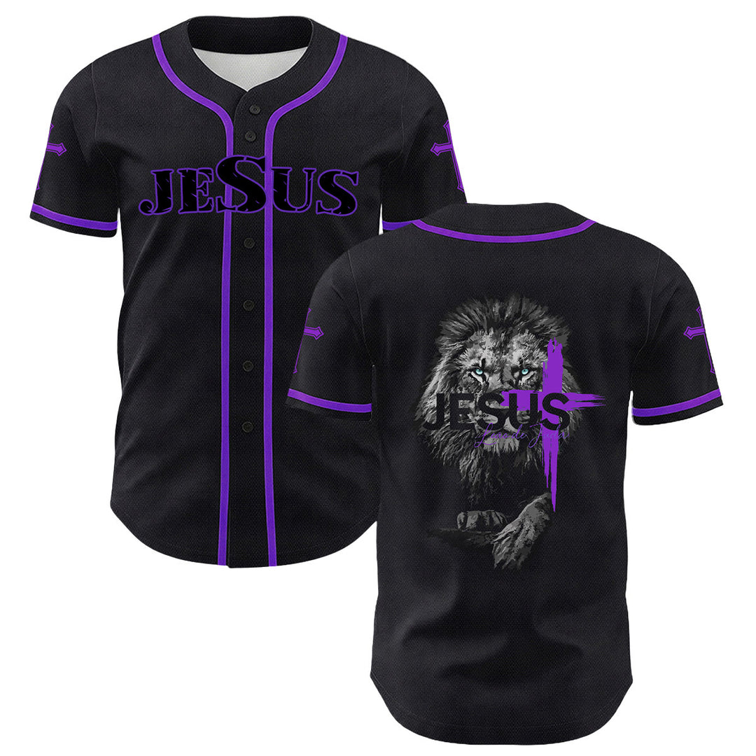Christianartworkshop Leone di Giuda Gesù Croce Grafica Maglia da baseball unisex - Viola - 5XL - image 21