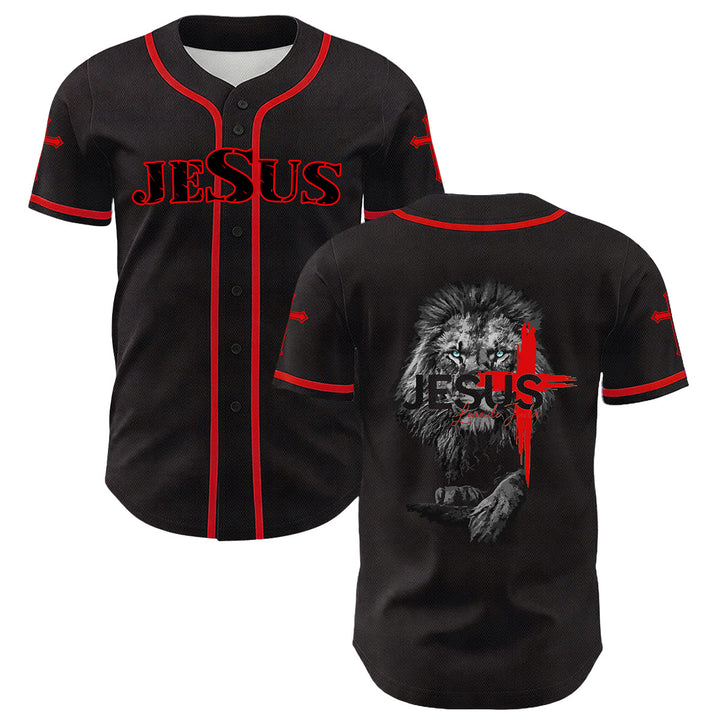 Christianartworkshop Leone di Giuda Gesù Croce Grafica Maglia da baseball unisex - Rosso - 5XL - image 12