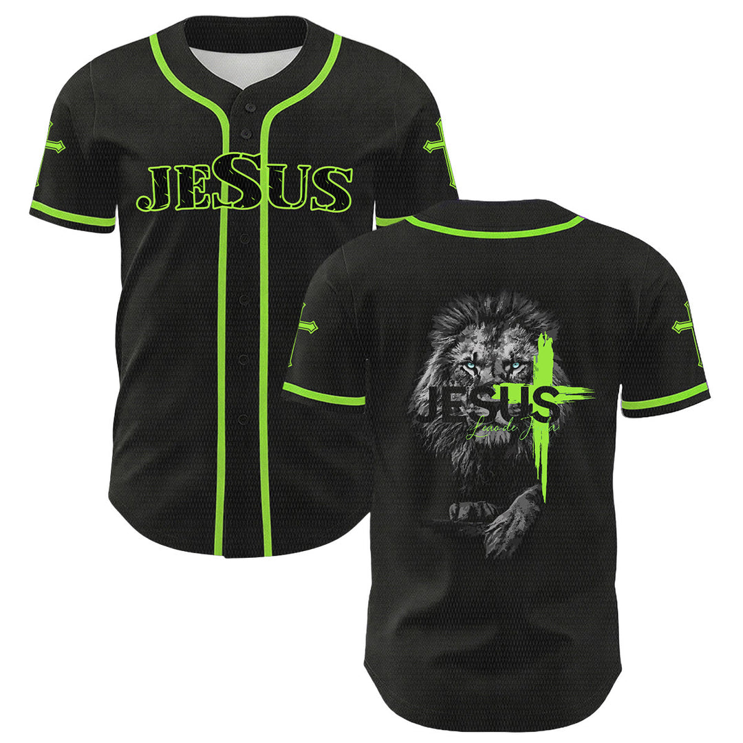 Christianartworkshop Leone di Giuda Gesù Croce Grafica Maglia da baseball unisex - Verde chiaro - 5XL - image 18