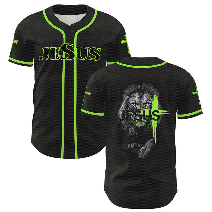 Christianartworkshop Leone di Giuda Gesù Croce Grafica Maglia da baseball unisex - Verde chiaro - 5XL - image 18