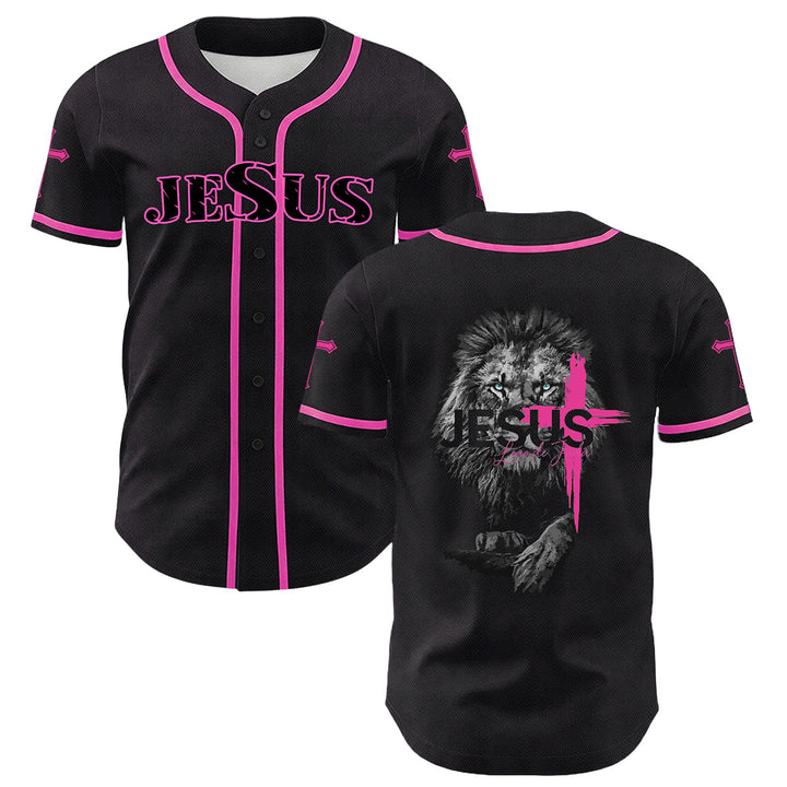 Christianartworkshop Leone di Giuda Gesù Croce Grafica Maglia da baseball unisex - Rosa - 5XL - image 3